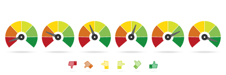 Set of measuring speedometer with emotions, Easy Normal Hard Vector illustration.のイラスト素材