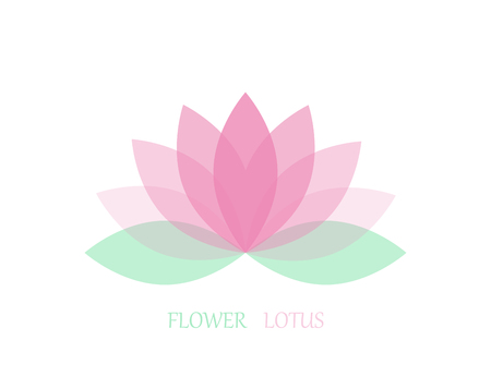 Lotus flower in flat style, pink and green color. Vector icon. eps 10のイラスト素材