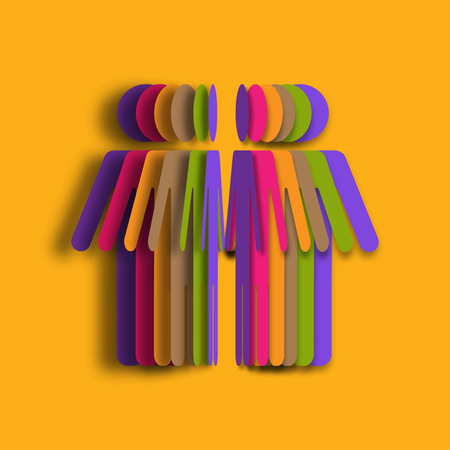 Colorful Paper art of people. 3d illustration paper people. Vector illustrationのイラスト素材