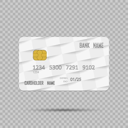 Template realistic Credit card on transpatent background with shadow. Vector illustrationのイラスト素材