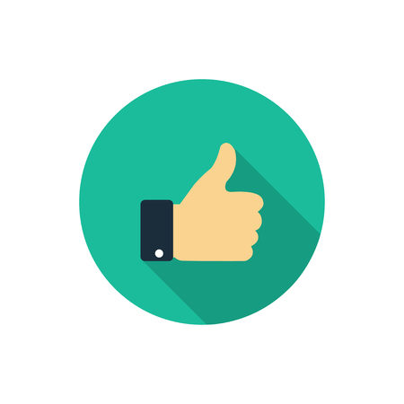 Flat like icon. Thumb up symbol with shadow. Finger upのイラスト素材