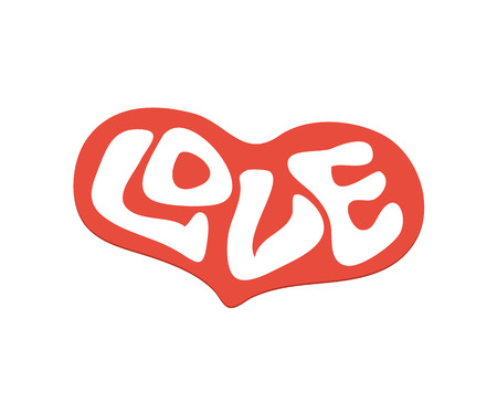 Word Love with heart. Vector Love Heart. Text for t-shirt apparel, print, poster, card design etcのイラスト素材