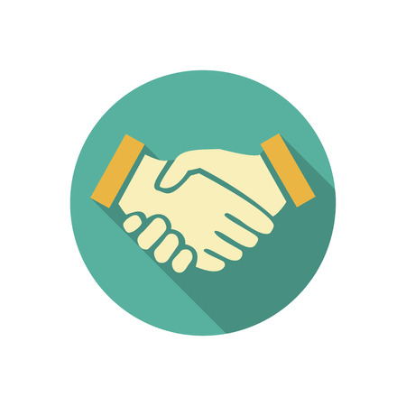 Handshake icon in flat design. Business conceptのイラスト素材
