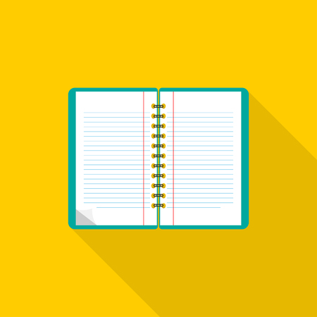 Notebook. Flat design. Notebook on blue background. Open notepad. Vector iconのイラスト素材