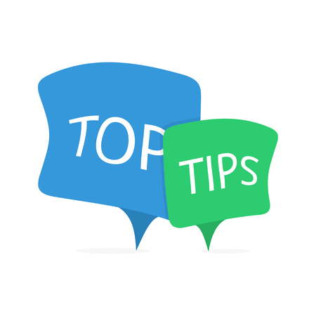 Top tips. Blue and green speech bubblesのイラスト素材