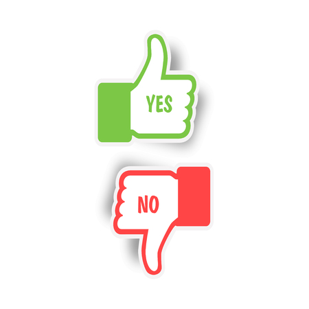 Thumbs up and Thumbs down. Yes and No. Like and Dislikeのイラスト素材