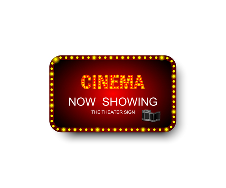 Template signboard Cinema with shadow. Theater sign. Cinema or theatre box frame for ads. Banner, billboard or signboard for your Cinema. Eps10のイラスト素材