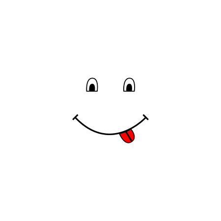 Smiling face and showing tongue in cartoon style. Happy emotion. Eps10のイラスト素材