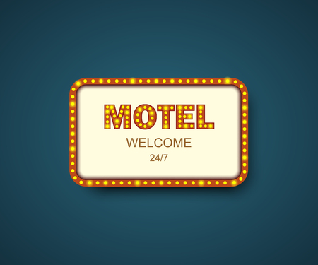 Template signboard Motel with shadow. Hotel sign. Motel box frame for ads. Banner, billboard or signboard for your Motel. Eps10のイラスト素材