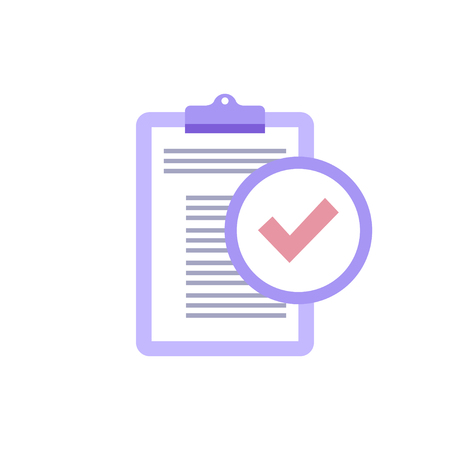 Clipboard with check mark in trendy proton purple color. Flat design. Eps10のイラスト素材