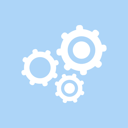Settings icon. White settings icon isolated on blue background. Cogwheel gear mechanism. Eps10のイラスト素材