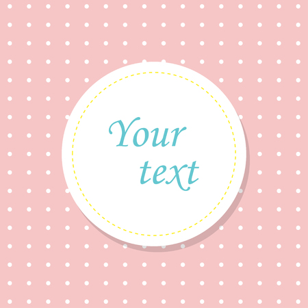 White round label with a shadow on a pink background in white dots. Flat design. Eps10のイラスト素材