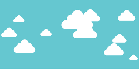 White clouds on blue background in flat design. Eps10