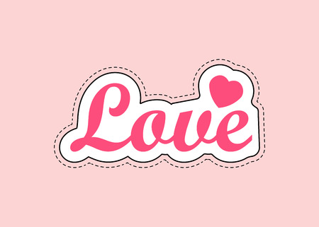 Love sticker with outline on pink background in flat design. Eps 10のイラスト素材