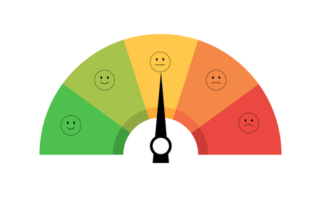 Speedometer icon with scale and emotions. Feedback in form of emotions. Flat design. Eps10のイラスト素材