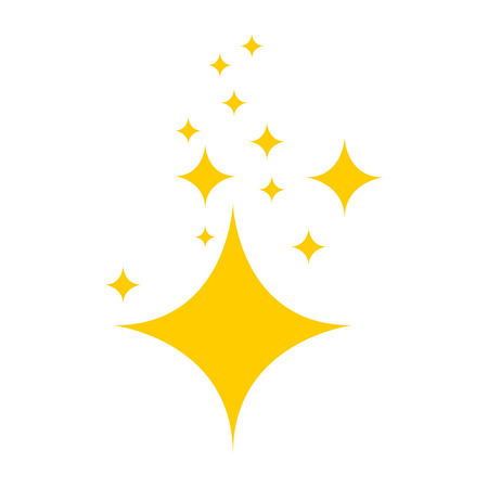 Stars on blank background in flat design. Yellow stars of brilliance and radiance of cleanliness and freshness. Clean icon. Eps10のイラスト素材