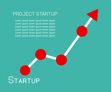 Startup business concept. White arrow in up on green background. Flat design. Eps10のイラスト素材