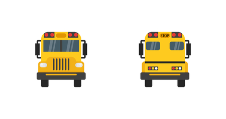 School Bus in flat design. School bus yellow. View from behind and before school bus. Eps10のイラスト素材