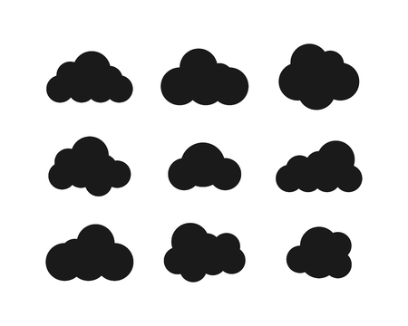 Black Clouds collection in flat design. Black Clouds icons. Clouds isolated. Eps10のイラスト素材