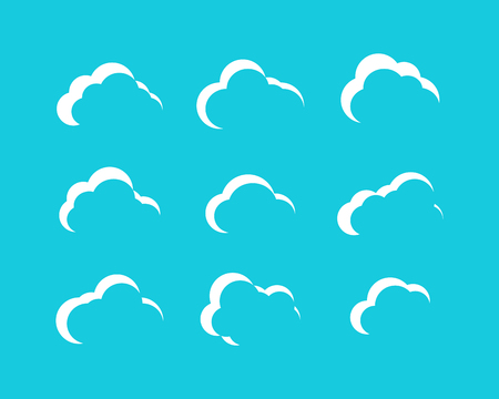 White Clouds collection in cartoon design. White Clouds icons. Clouds isolated. Eps10のイラスト素材
