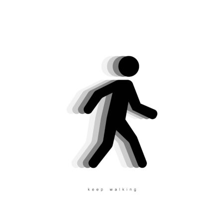 Walking man icon. People walking vector icon with shadow. Concept Keep Walking, isolated on white background in modern simple flat style for web design. Man icon. Vector illustrationのイラスト素材