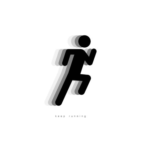 Running man icon. People running vector icon with shadow. Concept Keep Running, isolated on white background in modern simple flat style for web design. Man icon. Vector illustrationのイラスト素材