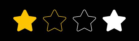 Stars icons. Stars in linear flat design. Star vector icon black and yellow color, isolated. Vector...