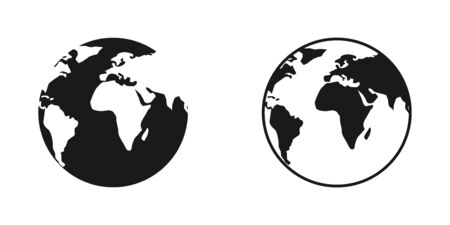 World map globe. Earth. Earth globe. World map in modern flat design. Web design. Earth globe, isolated. World map vector icons. Vector illustration.のイラスト素材