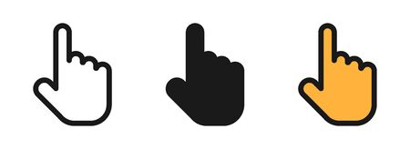 Hand. Hands icons. Cursor click collection. Hand vector icons. Cursor computer mouses, isolated on transparent background. Clicking cursor vector icons. Pointing hand clicks. Vector illustrationのイラスト素材