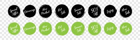 Sale. Grunge green collection. Grunge with text Sale , 50 off. Tag, banner or poster. Grunge round shapes green color. Vector illustrationのイラスト素材