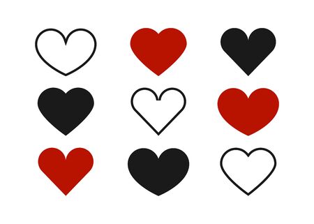 Hearts. Hearts vector icons. Like icons. Love symbols. Social nets like red heart web buttons. Vector illustrationのイラスト素材