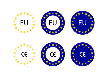 Europe union sign. Europe flag with CE mark. EU flag. Vector illustrationのイラスト素材
