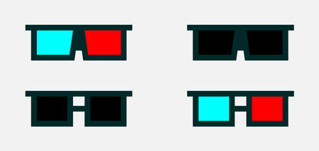 Glasses for 3d cinema. 3d eye glasses. Accessory for cinema. Glasses. Vector illustrationのイラスト素材