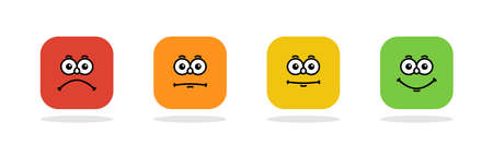 Emoticons. Feedback. Rating scale with smiles representing various emotions. Emoticon different mood. Evaluation of service. Emoji icon positive, neutral and negative. Vector illustrationのイラスト素材