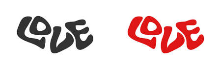 Love slogan. Word Love. Lettering for greeting card, poster or banner. Valentines day. Vector illustrationのイラスト素材