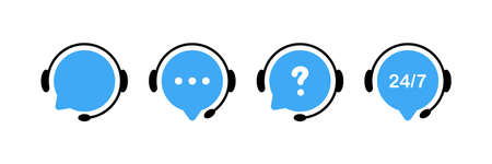 Support service icons. Chat vector icons. Customer Support. Headset symbols. Hotline concept. Vector...