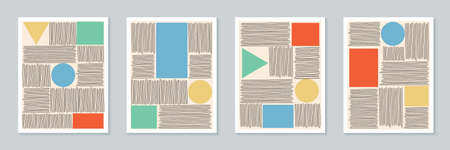 Abstract creative minimalist artistic hand drawing poster collection. Trendy composition for wall...