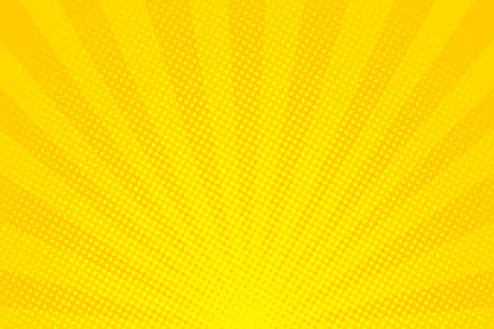 Pop Art. Background with dots. Yellow comic background. Cartoon funny retro pattern. Vector illustrationのイラスト素材