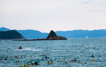 Visitors swimming in the seaのeditorial素材