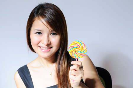 girl with lollipopの写真素材