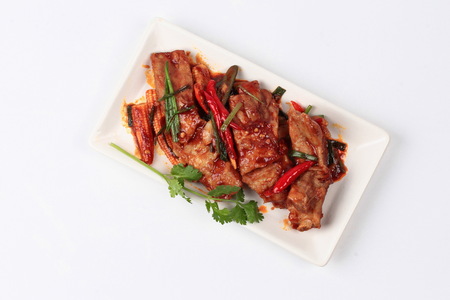 Fried pork spare ribs with grilled chili curry.の写真素材