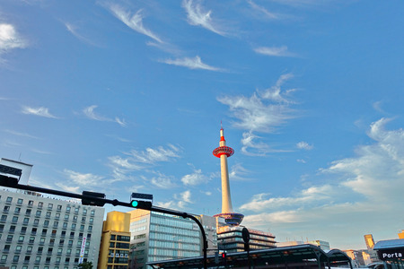 Kyoto tower and cloud speedy competition,Kyoto ,Japanのeditorial素材
