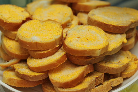 Homemade cooking ,Crispy butter toast .の写真素材