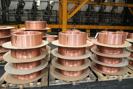 Rolls of Copper tube are placed in storage stack yard waiting to be sent out to customers.