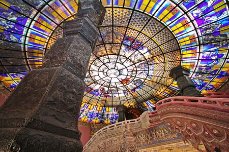 the art of Buddha  image in hall within three-headed elephant building at  Erawan Museumのeditorial素材