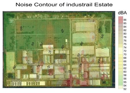 Presentation the sound level measuring of  industrial estate  in noise contour graft pattern.の写真素材