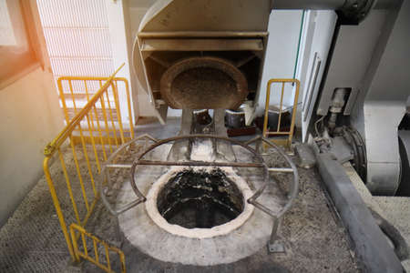 Standby aluminum melting furnace waiting and open for replacement  the melting