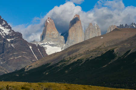 Peaks of Fitz Roy seen from Route 40 in Santa Cruz Argentinaの写真素材