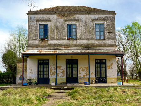 abandoned station of Azcunaga and its platformのeditorial素材
