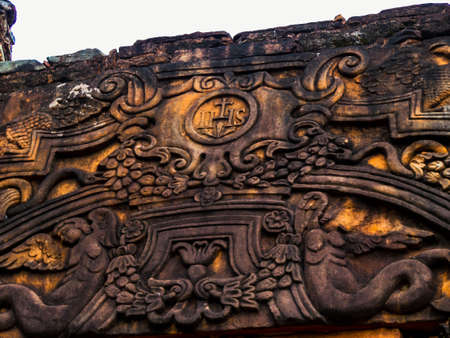 tone bas-relief of the ruins of San Ignacioの写真素材